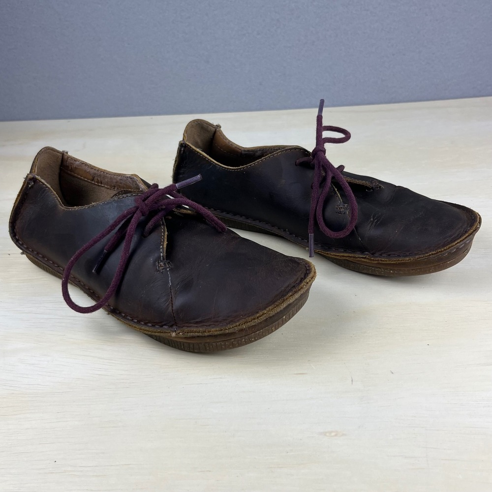 Clarks Artisan Janey Mae Brown‎ Leather Lace Up Oxford Flats Womens 6 26112617